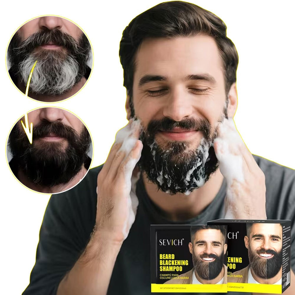 Natural Black Beard Dye Shampoo - Grey Coverage, Ammonia-Free, 10/20/30/50pcs