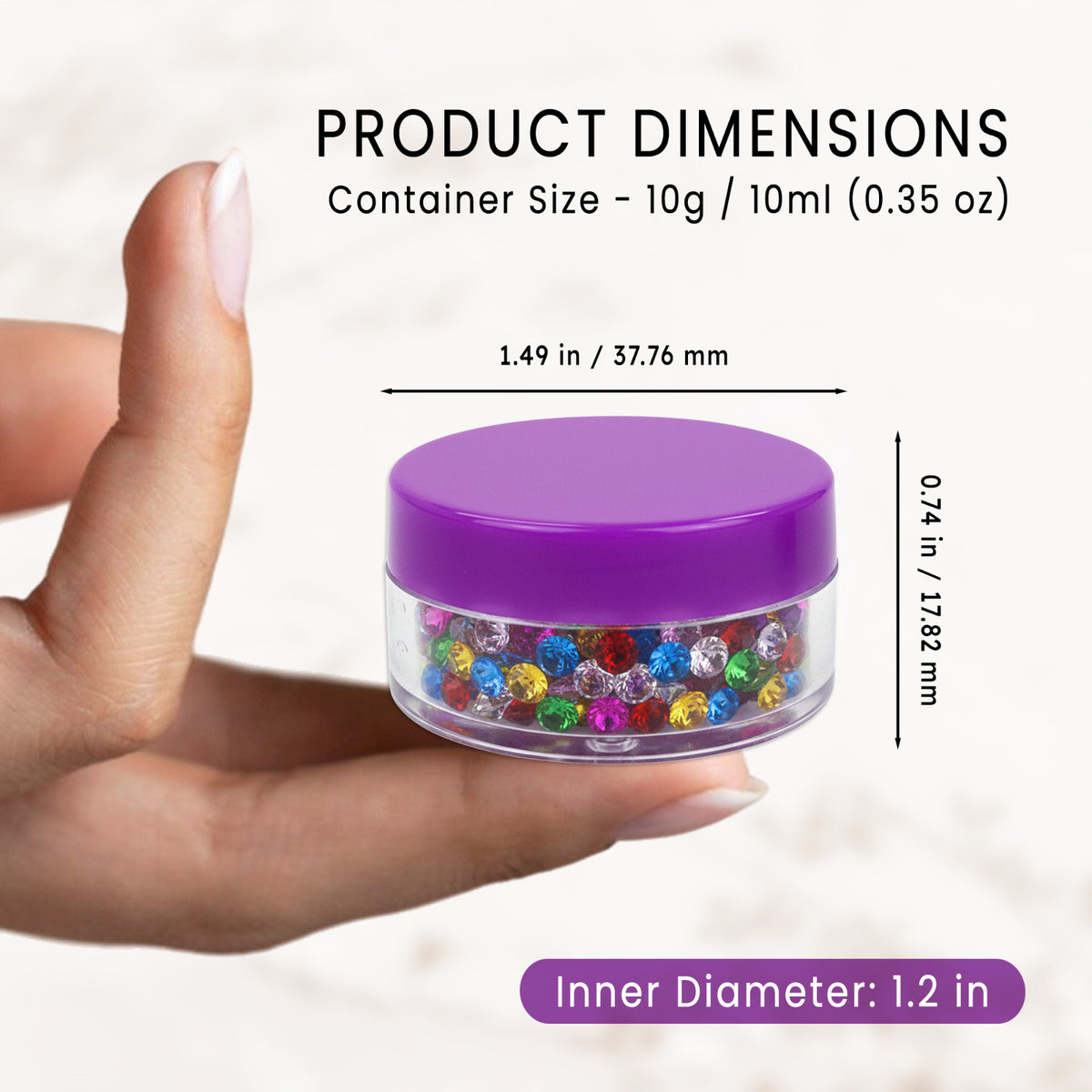 100Pcs 10g/10ml Round Clear Cosmetic Sample Jars with Purple Lids