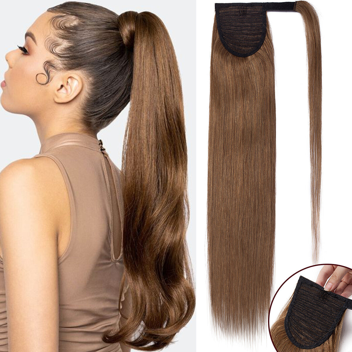 Claw Clip Ponytail Extensions - Real Human Hair, Wavy, Multiple Colors & Lengths