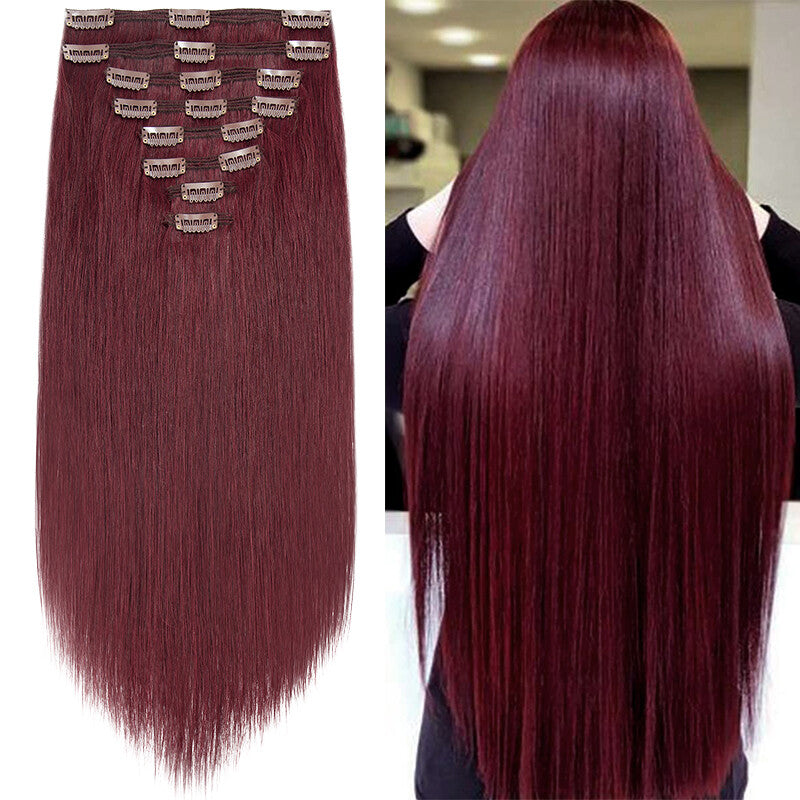 Double Weft Clip-In Hair Extensions - Remy Human Hair Ombre Full Head Set
