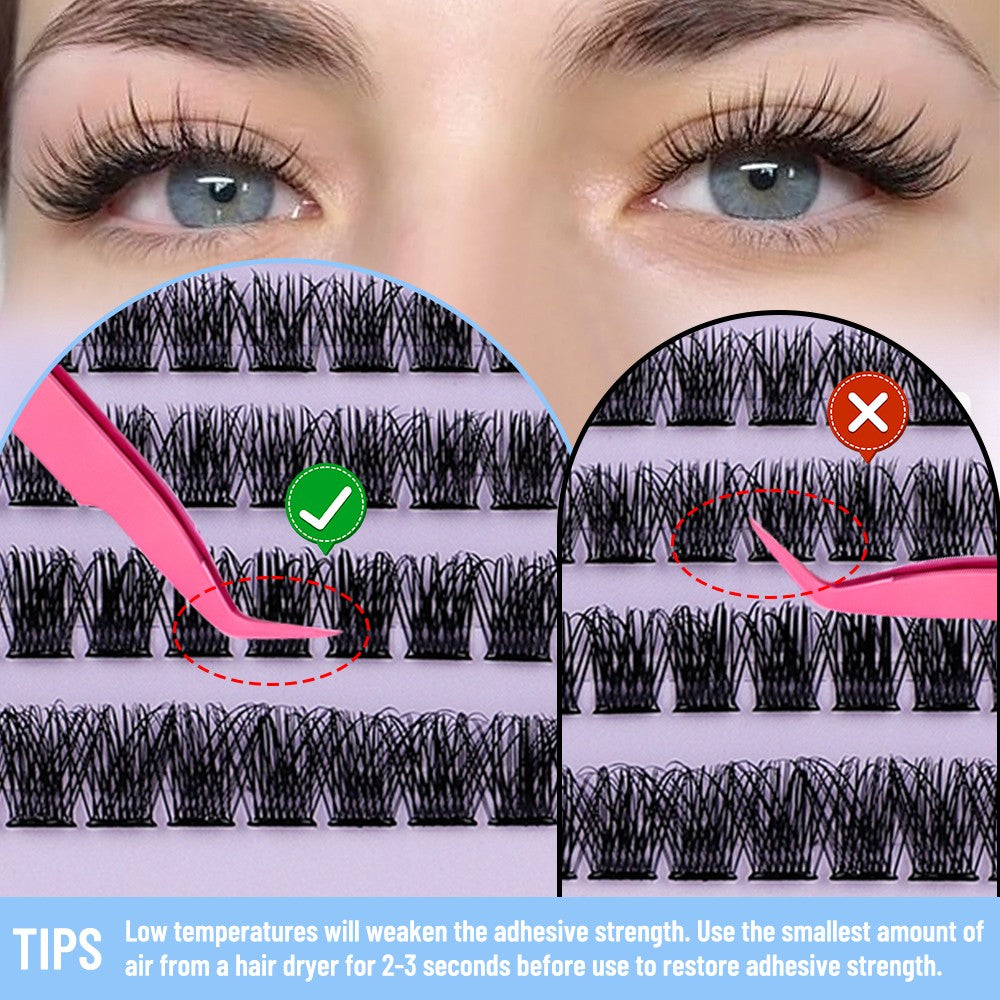 Self Adhesive False Eyelash Clusters 120Pcs Curly 10-16mm DIY Volume Lashes