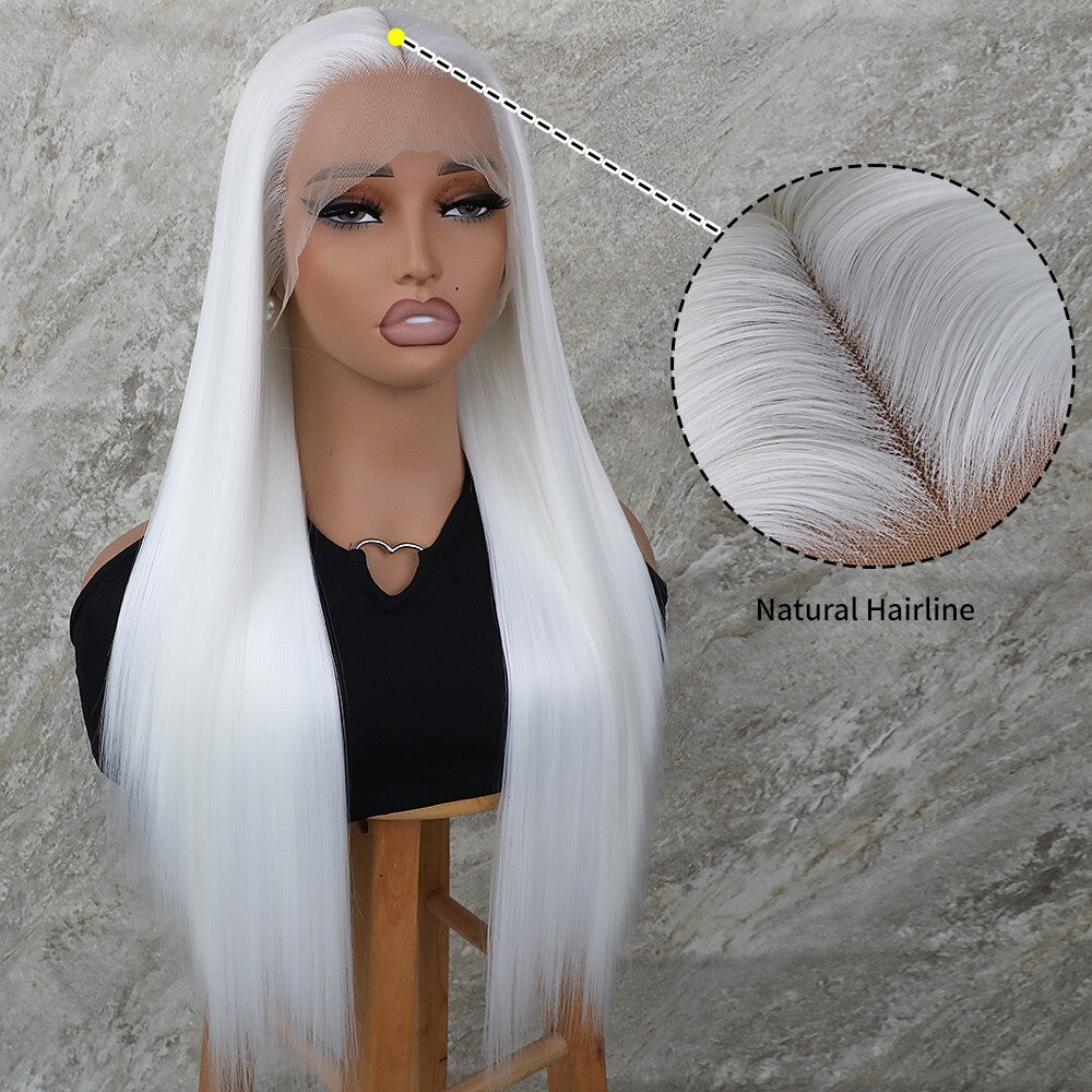 Long Straight Synthetic Lace Front Wig with Free Part & Pre-Plucked Baby Hair