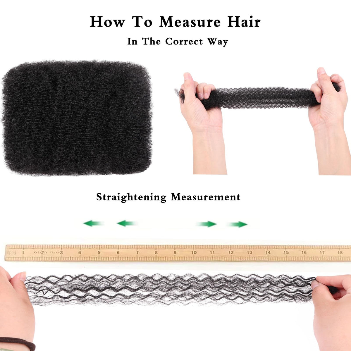 16 Inch Afro Kinky Curly Braiding Hair Bulk - Natural Black 3 Bundles, Lightweight & Durable