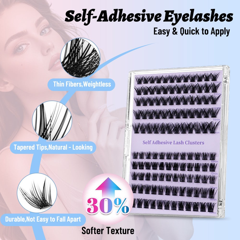 Self Adhesive False Eyelash Clusters 120Pcs Curly 10-16mm DIY Volume Lashes