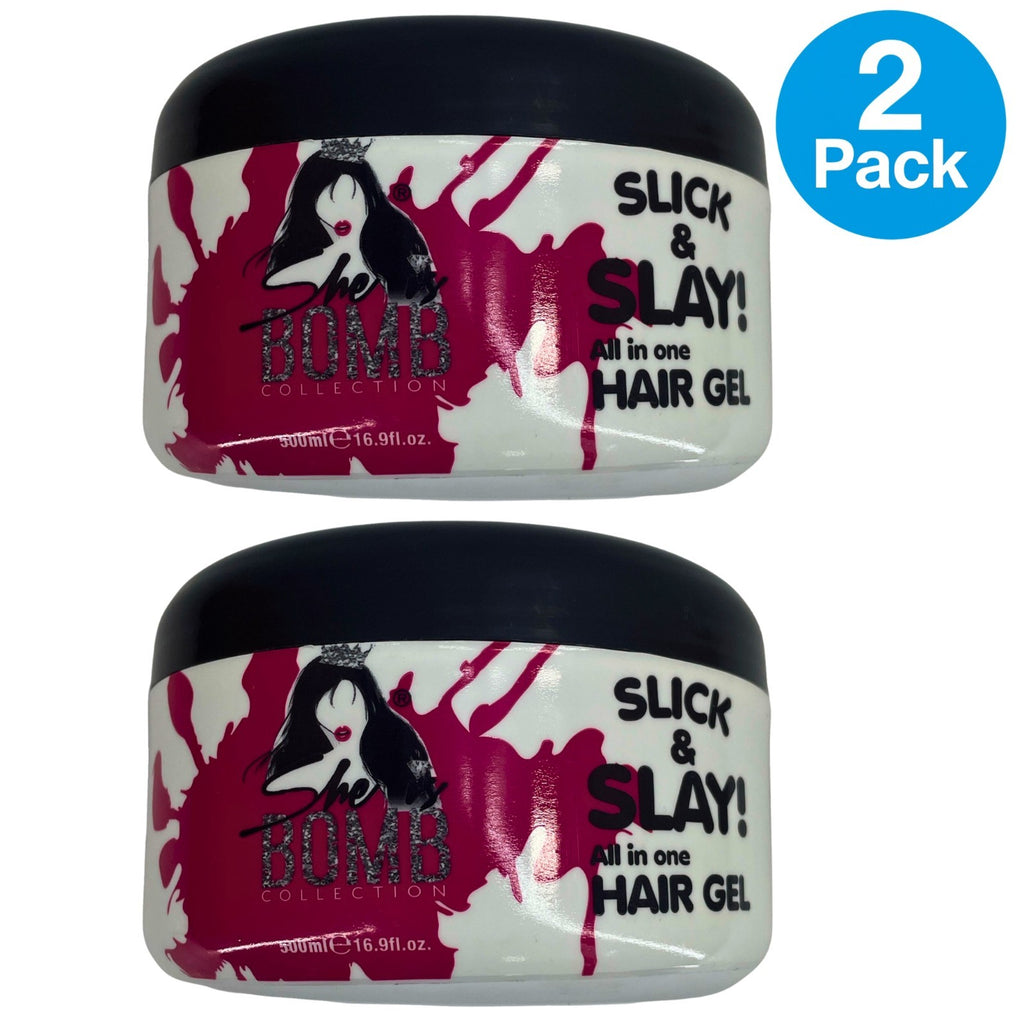 All-in-One Hair Gel with Firm Hold 2-Pack - Sleek, Hydrating Styling for Edges & Updos