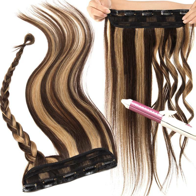 Remy Human Hair Clip-In Extensions Full Head Weft 8-24 Inch Thick 100g