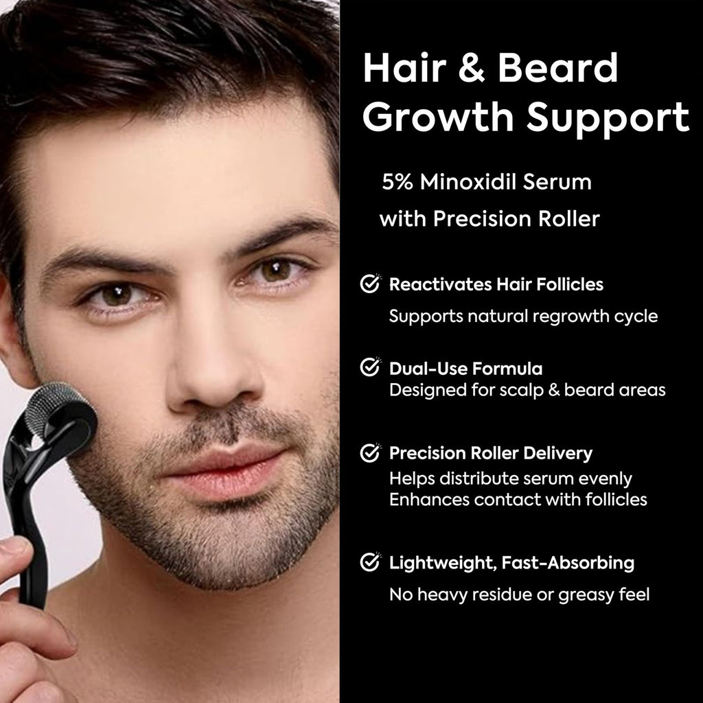 Men's Beard Growth Kit with 5% Minoxidil - Faster Thicker Facial Hair