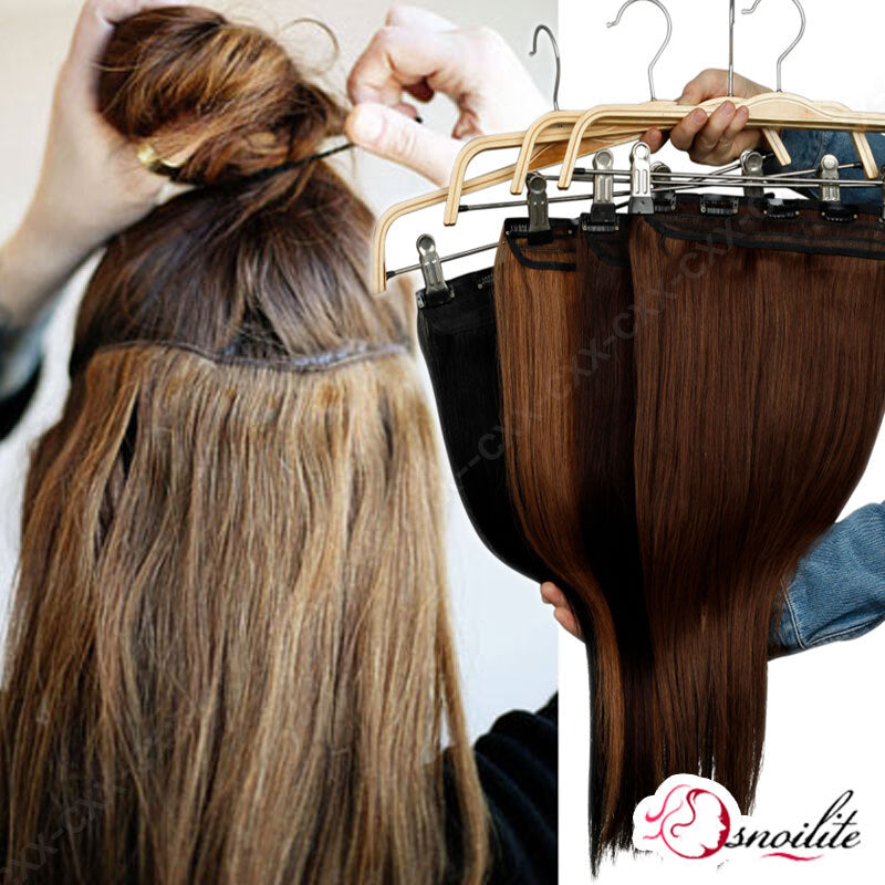 Remy Human Hair Extensions Full Head Clip-In Hairpiece - Natural & Highlight Options