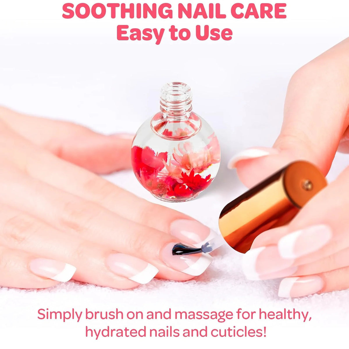 Strawberry Scented Cuticle Oil with Real Flowers - Hydrating Nail Care, 15ml
