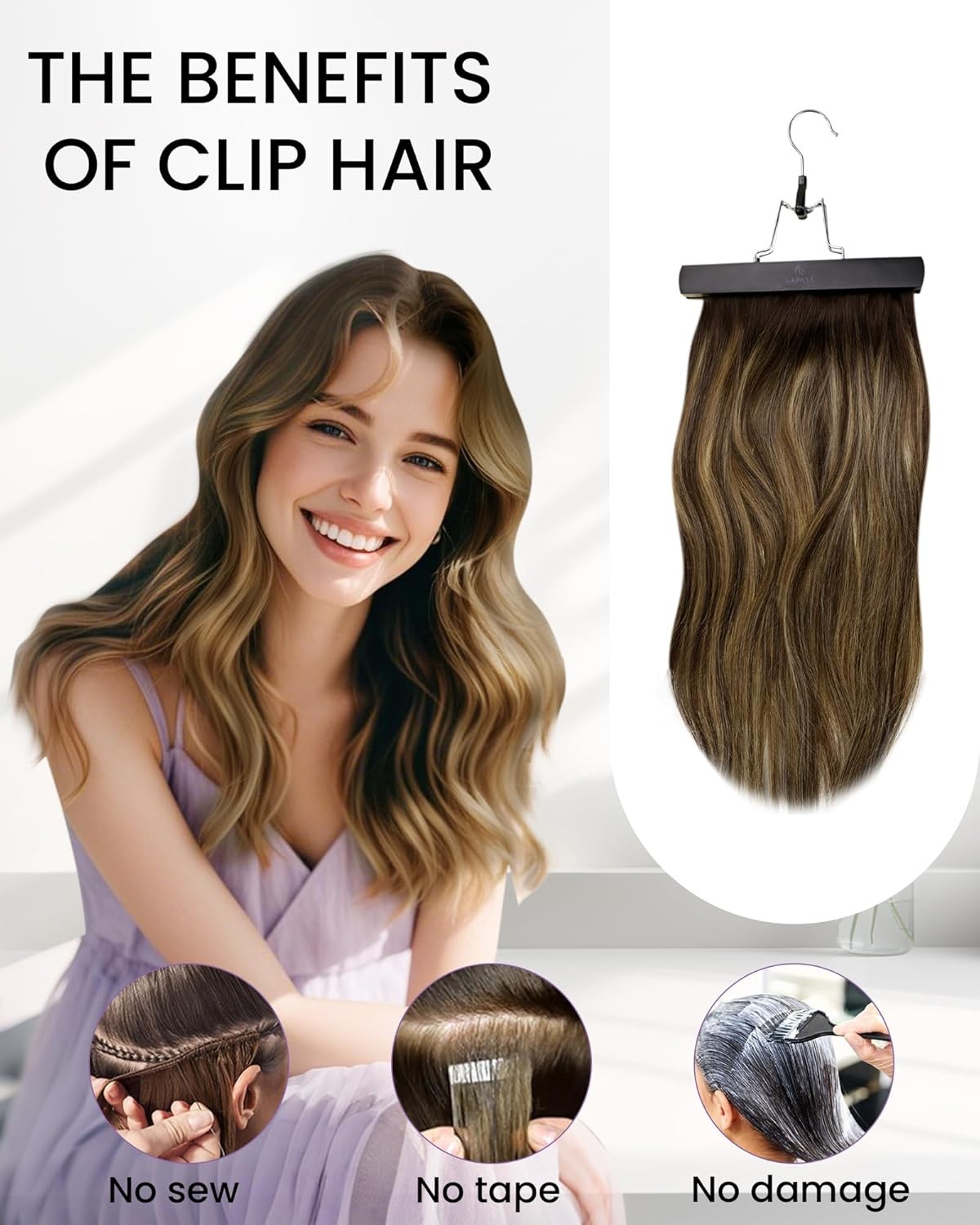 Clip in Hair Extensions 18 Inch Blonde Ombre Real Human Hair Natural Volume