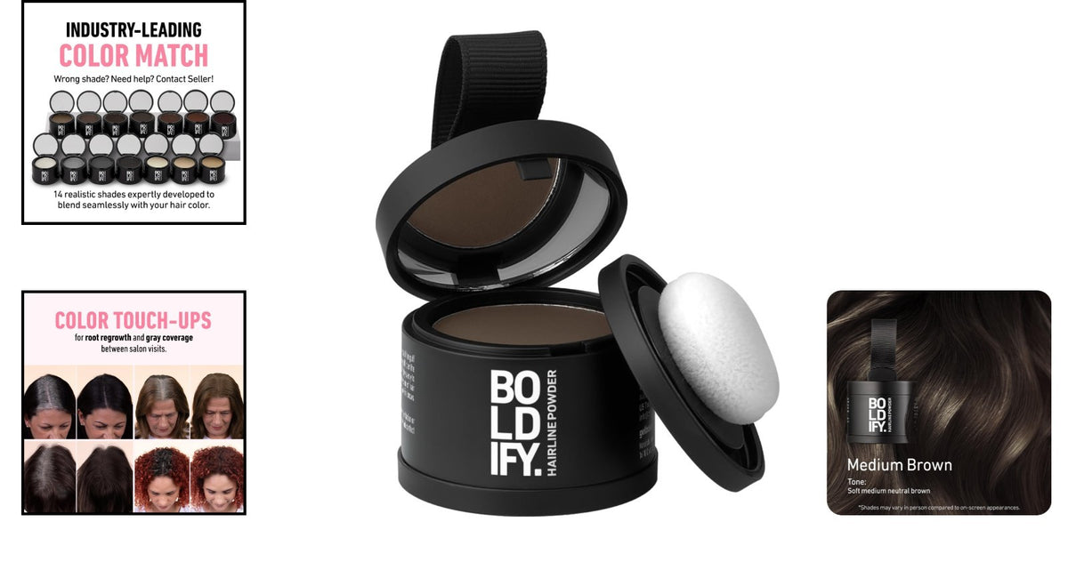 Water-Resistant Hairline Powder Root Touch-Up in Medium Brown - Mess-Free & Instant Coverage