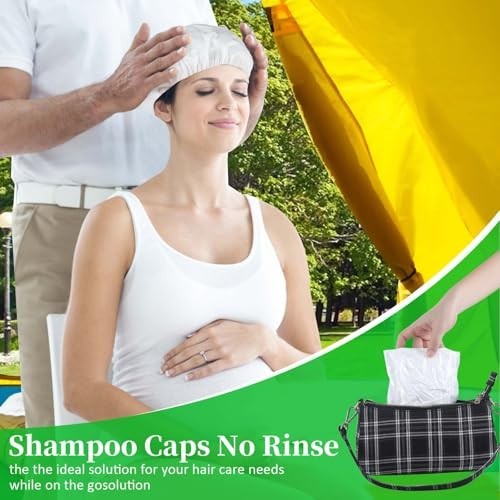 Waterless Shampoo Caps No Rinse Hair Washing Shower Caps - 12 Pack for Elderly & Caregiving