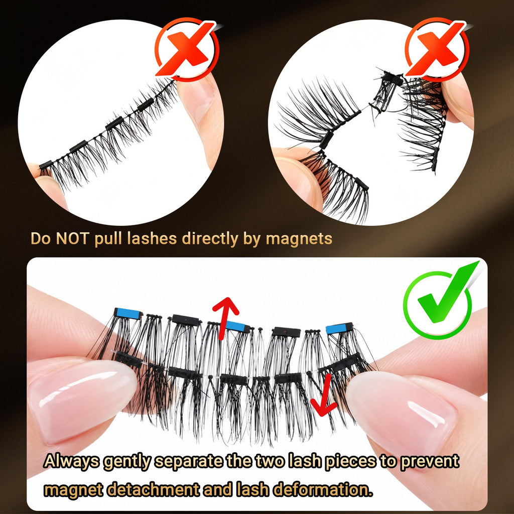 Magnetic False Eyelashes Kit Reusable Natural Look with Applicator