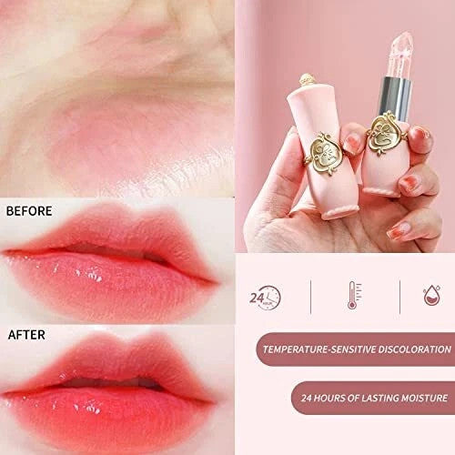 6 Pcs Flower Jelly Lipstick Set - Color Changing Moisturizer & Long Lasting Gloss