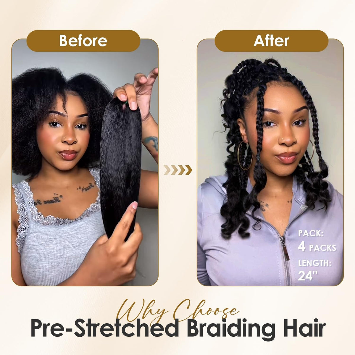 Human Hair Extensions for Braiding 18 Inch 50g - Natural Box Braids & Twists