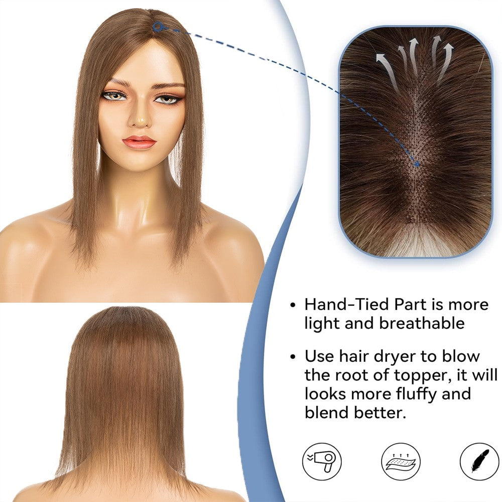Clip-In Hair Topper Human Hair for Thin Hair Volume & Coverage