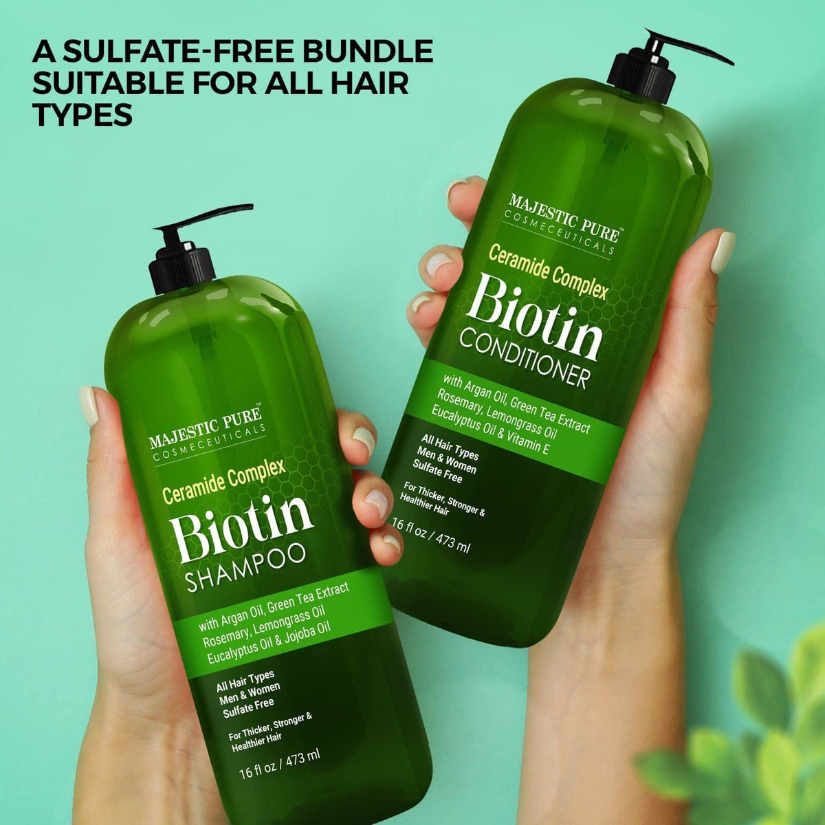 Sulfate-Free Biotin Hair Growth Set with Essential Oils - Color Safe & Gentle