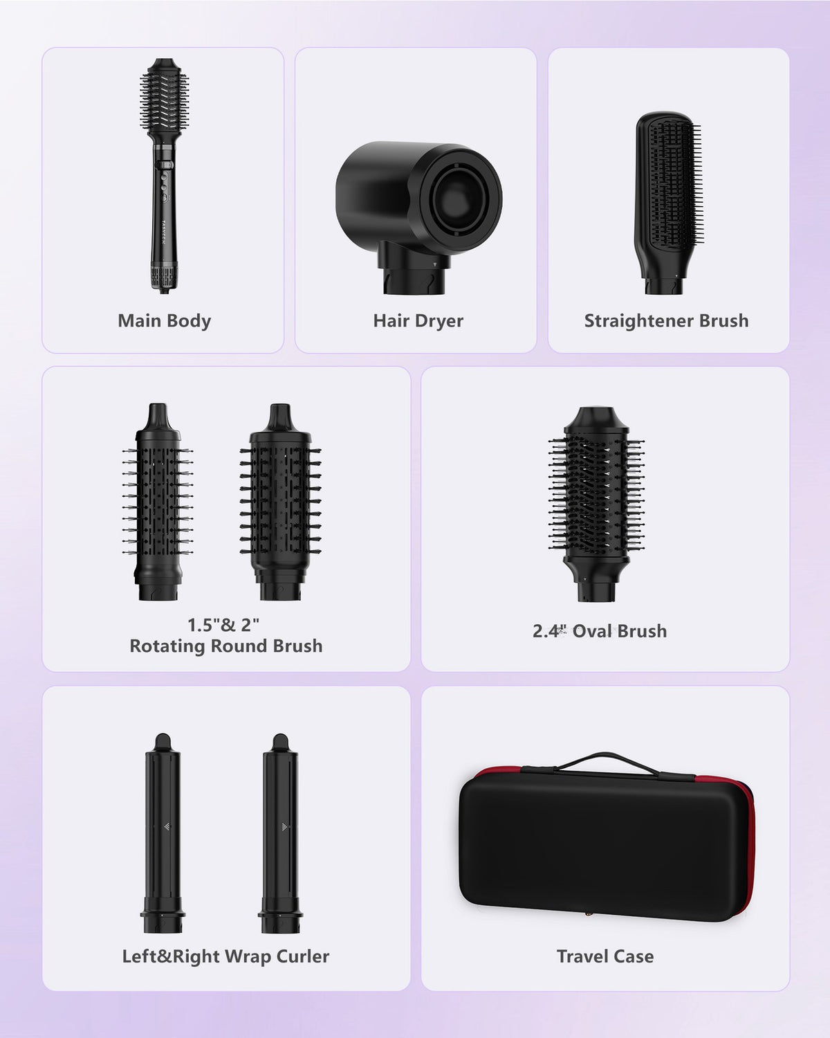 7-in-1 Hair Dryer Brush & Styler Set - Fast Drying Curling & Straightening
