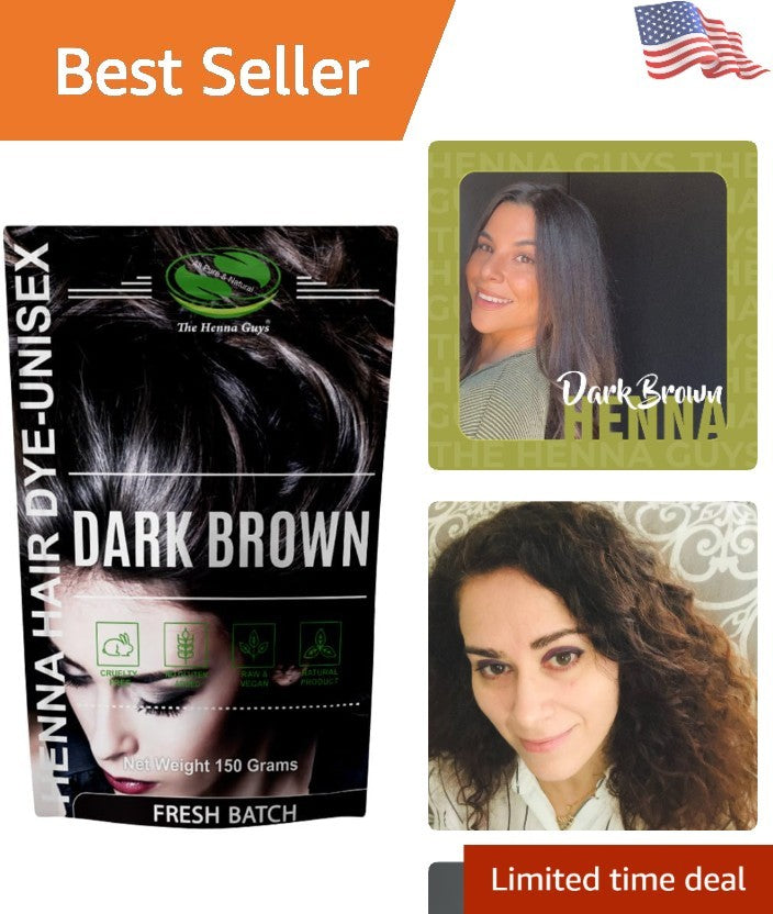 Plant-Based Dark Brown Hair & Beard Dye - Natural Gray Coverage 150g