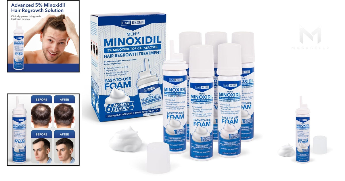 Men's 5% Minoxidil Foam Hair Regrowth Treatment for Thinning Hair