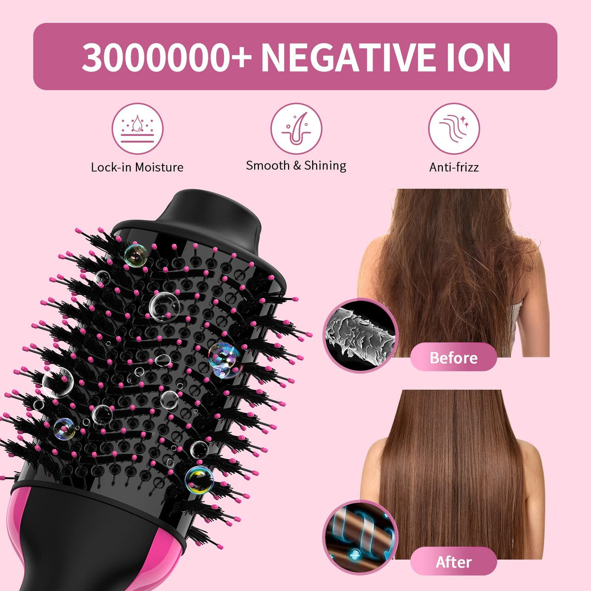 4-in-1 Hair Dryer Brush and Styler - Ceramic Ionic Volumizing Hot Air Brush