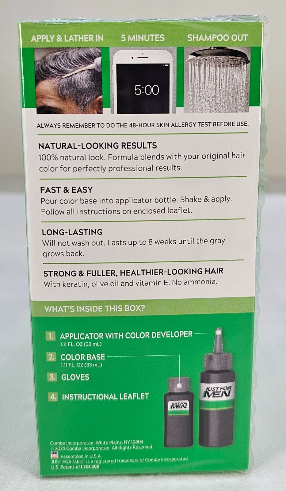 3 Pack Men’s Light Brown Hair Color Shampoo H-25 Gray Coverage