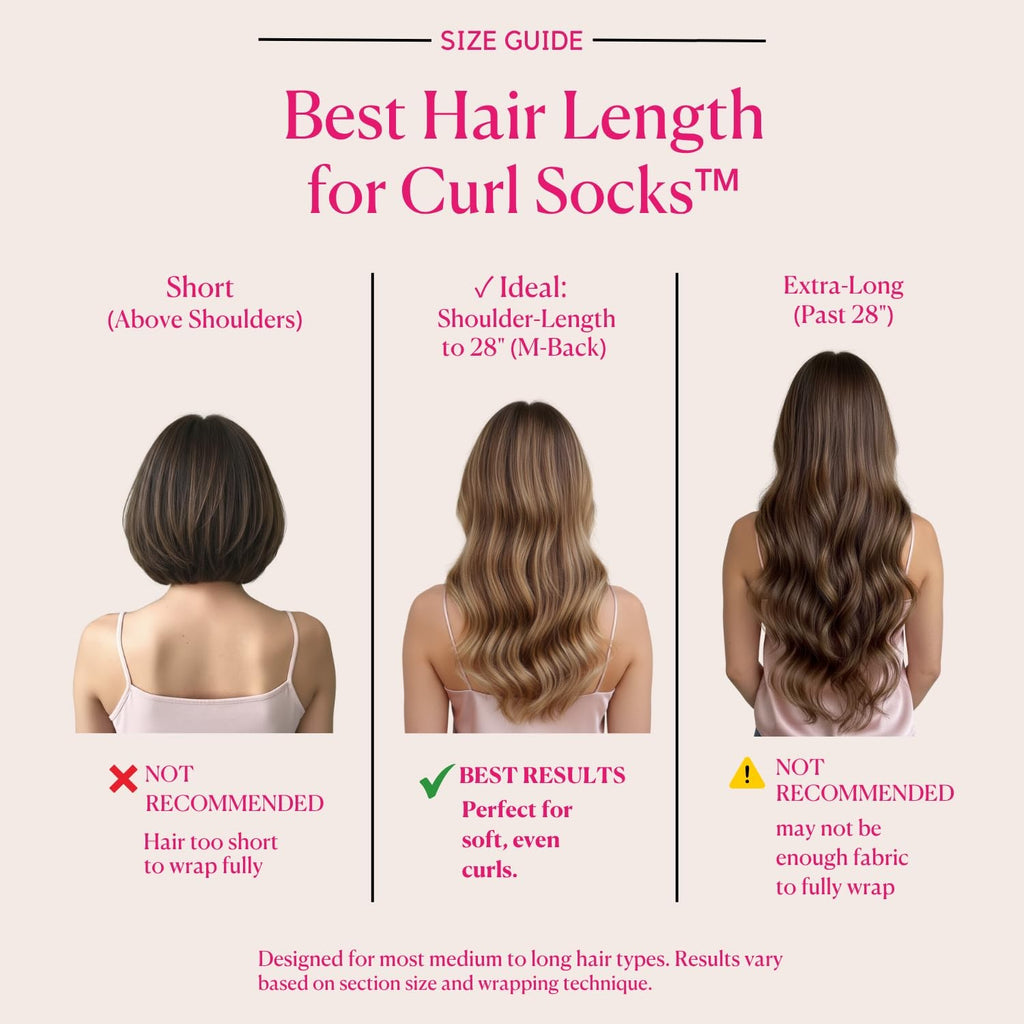 Heatless Hair Curlers Socks Set - Fuchsia Pink, No Heat, Soft Bouncy Waves