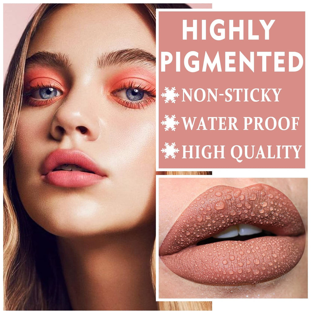 Matte Nude Lipstick Velvet Lip Gloss for Women Girls - White Peach