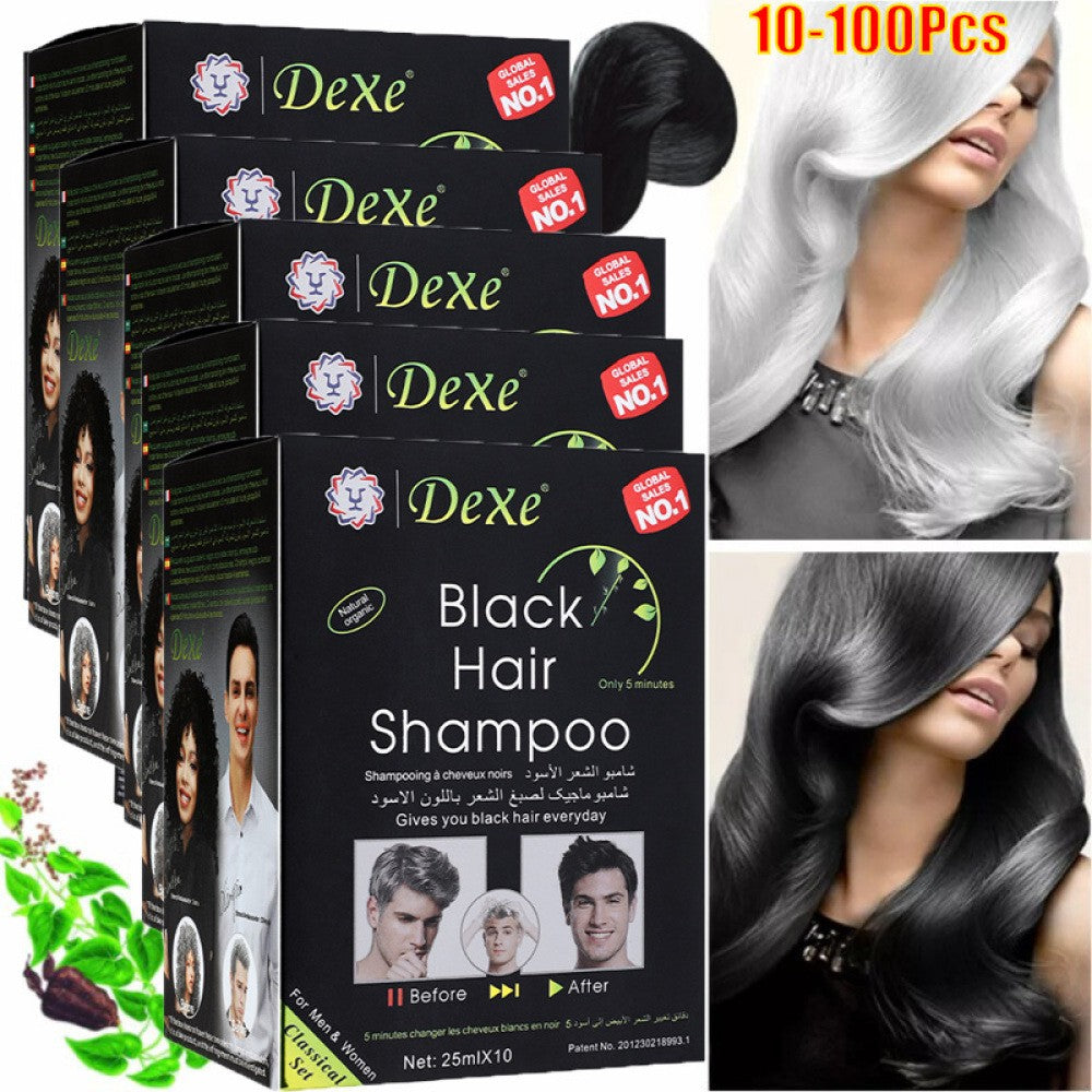 Black Hair Dye Shampoo 100PCS Natural Herbal Fast Instant 3-in-1 Hair Color
