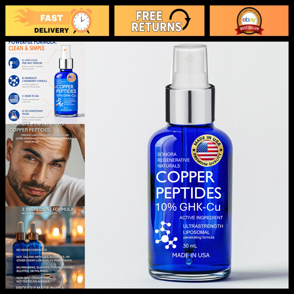 Copper Peptides Hair Growth Serum - 10% Liposomal GHK-Cu for Thicker Hair