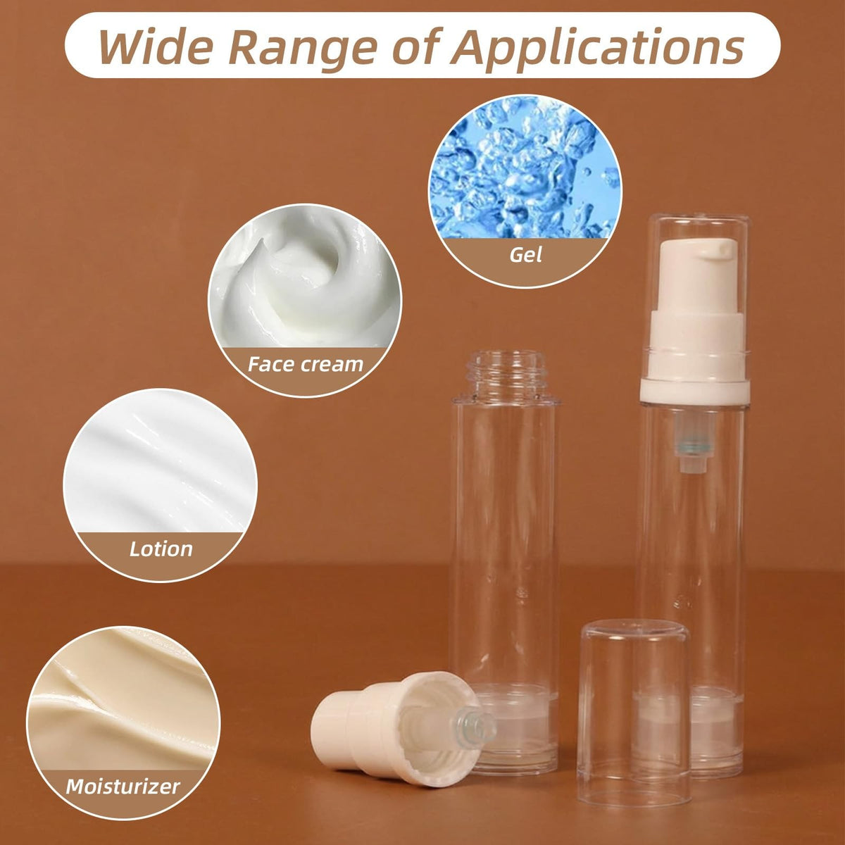 10Pcs Refillable Airless Pump Travel Bottles 10ML for Cosmetics & Skincare