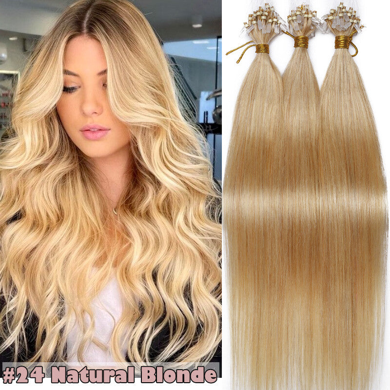 150g Thick Loop Human Hair Extensions Micro Ring Microlink Beads Blonde