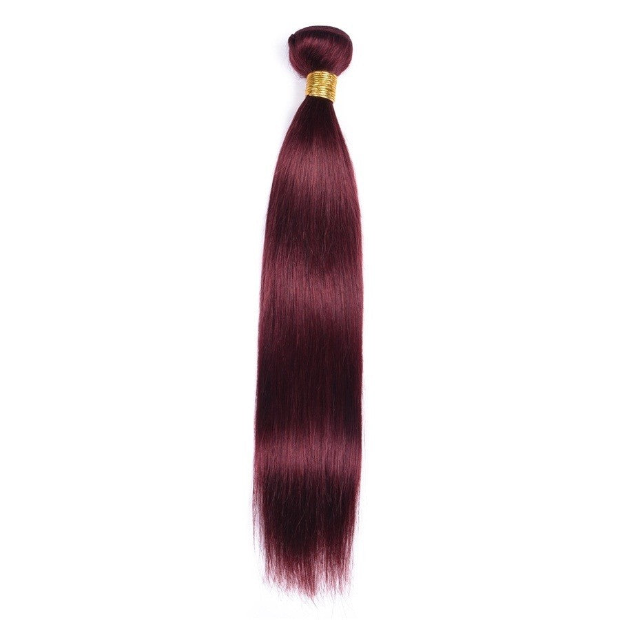 Human Hair Extensions Burgundy 99J Multiple Lengths & Textures - Full Bundle