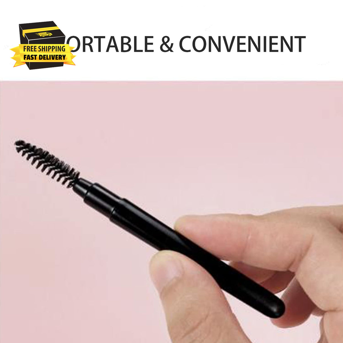 Mini Eyebrow, Eyelash & Lip Makeup Brush Set with Cap - Reusable Portable Tools