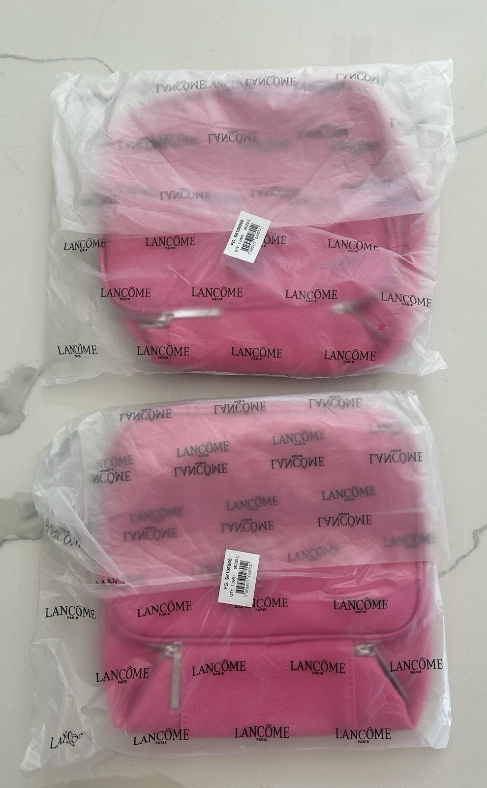 Set of 2 Pink Cosmetic & Toiletry Bags with Zipper Closures