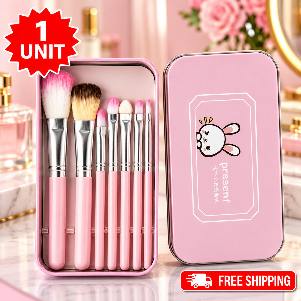 Pink Makeup Brush Set with Case - Cosmetic Face & Eye Brushes Travel Kit