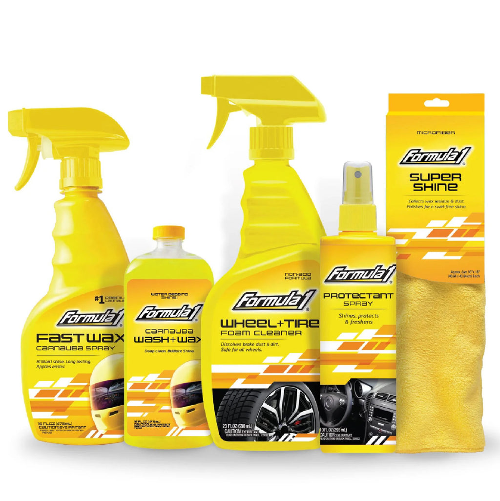 Complete Car Detailing Kit for Interior & Exterior Cleaning - Includes Wash, Wax, Tire & Interior Protectant