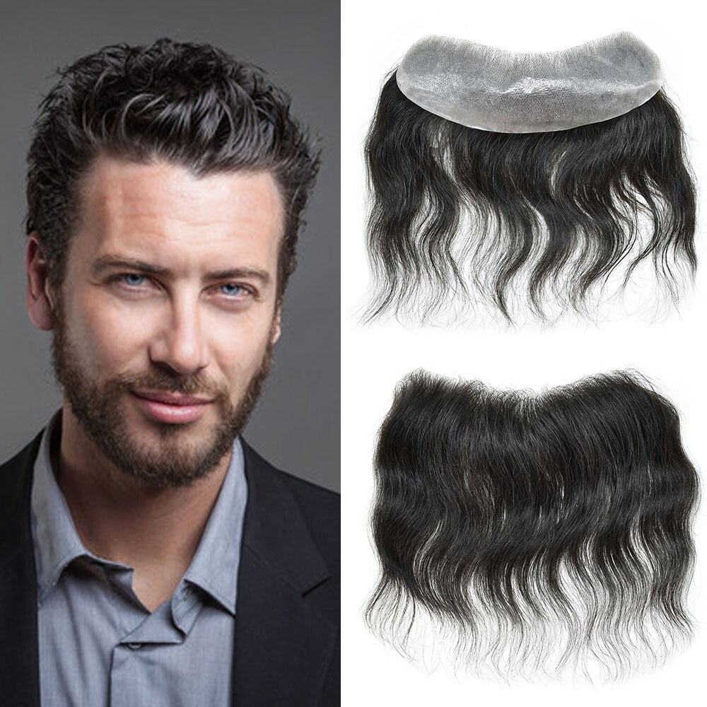 Men's Invisible Hair Frontal V-Loop Hairpiece for Receding Hairline