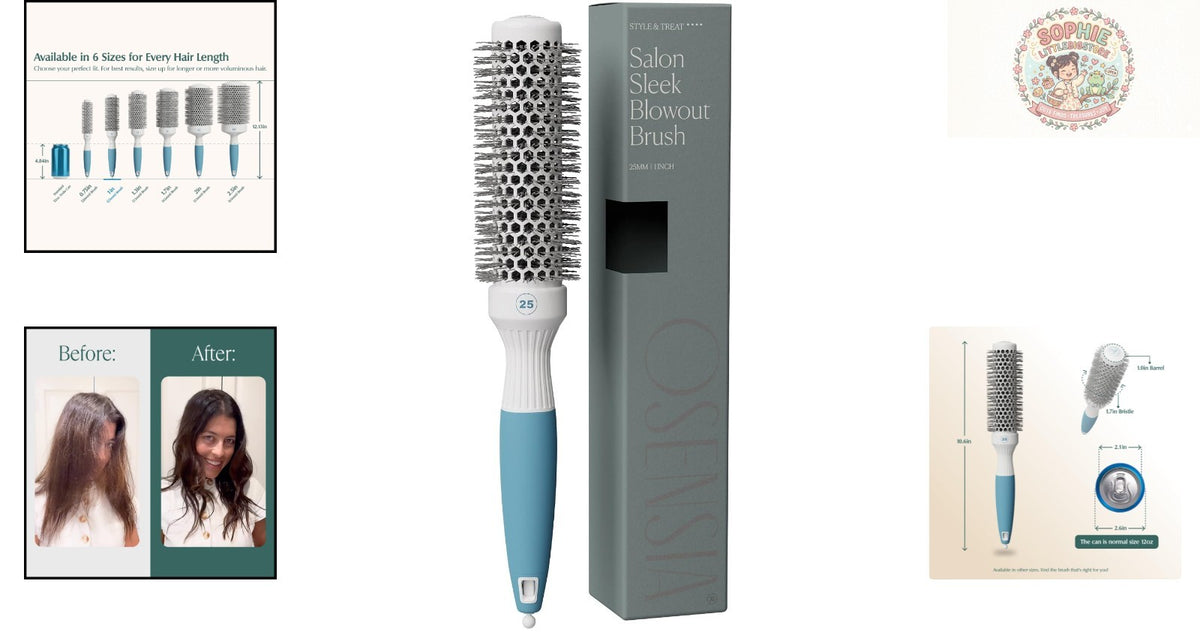 Detangling Ceramic Round Hair Brush for Shine & Volume - Ionic Bristles