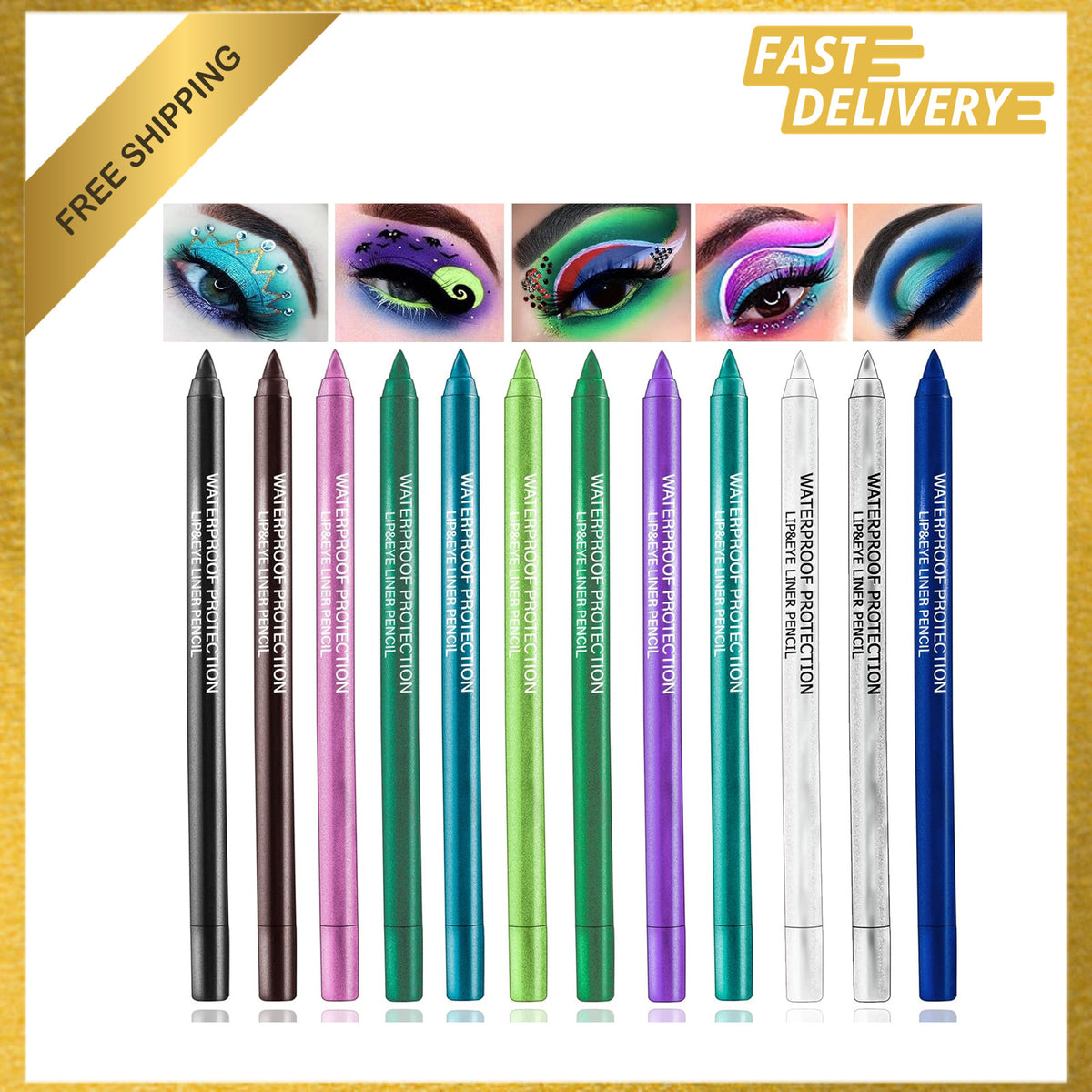 12 Color Waterproof Matte Glitter Eye Pencil Set for Eye Makeup