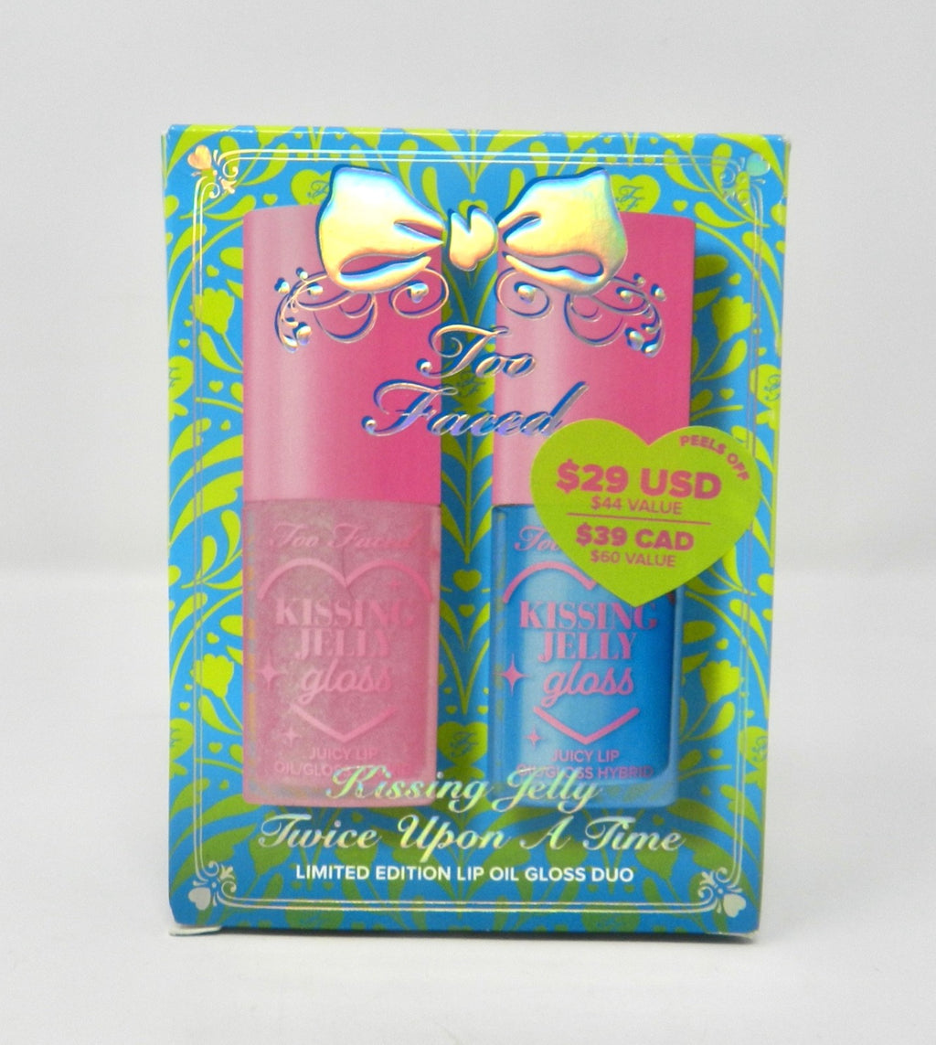 Too Faced Kissing Jelly Lip Oil & Gloss Duo Bubblegum Blue Snow