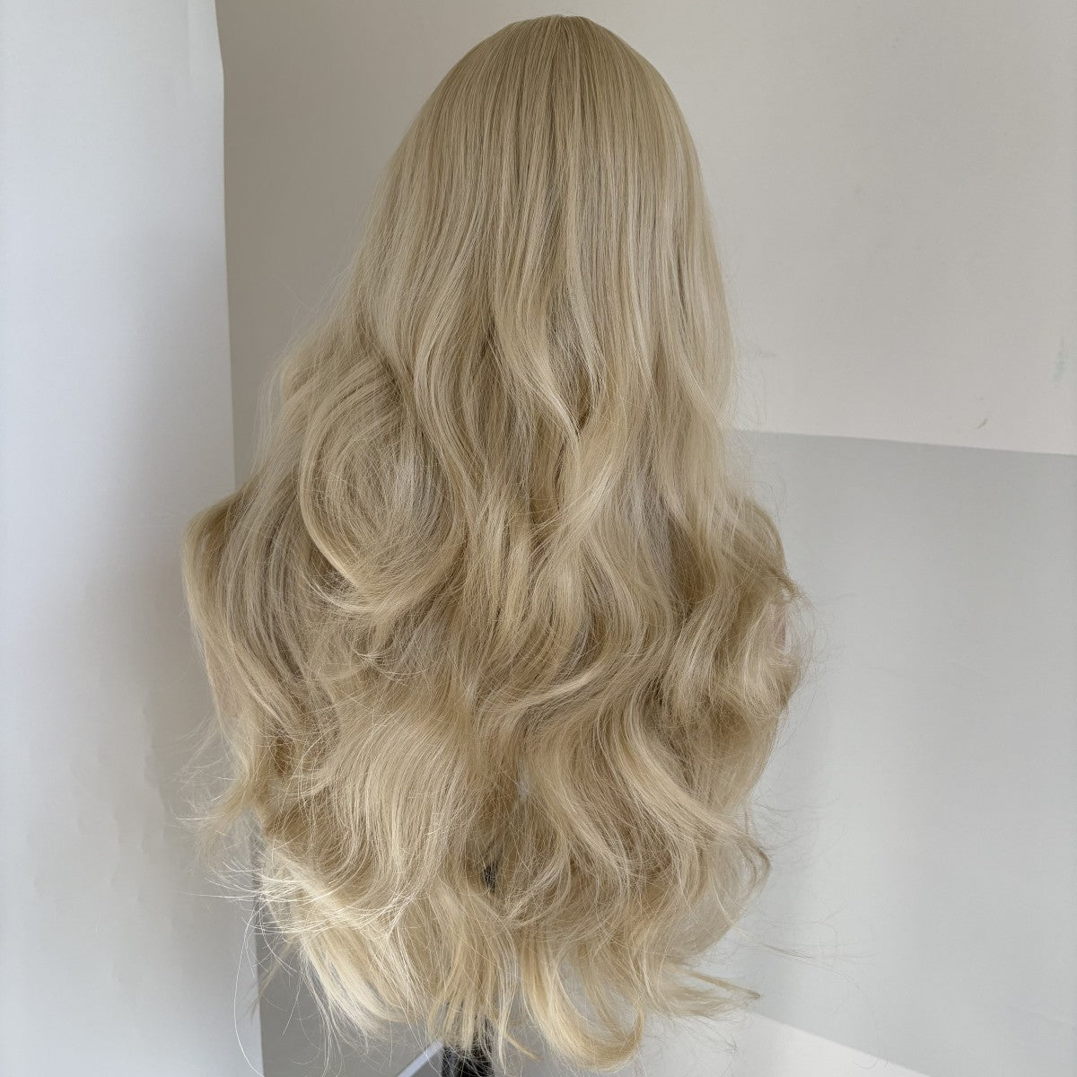 Long Wavy Blonde Synthetic Wig with Bangs - Heat Resistant & Tangle-Free