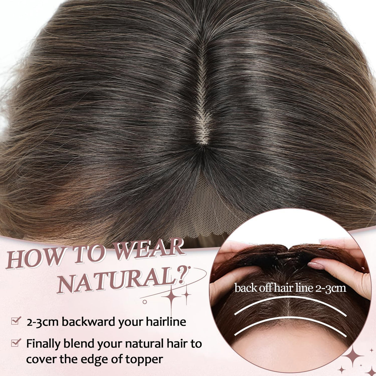12-Inch Clip-In Hair Topper for Thinning Hair - Big Base, Dark Blonde with Dark Root