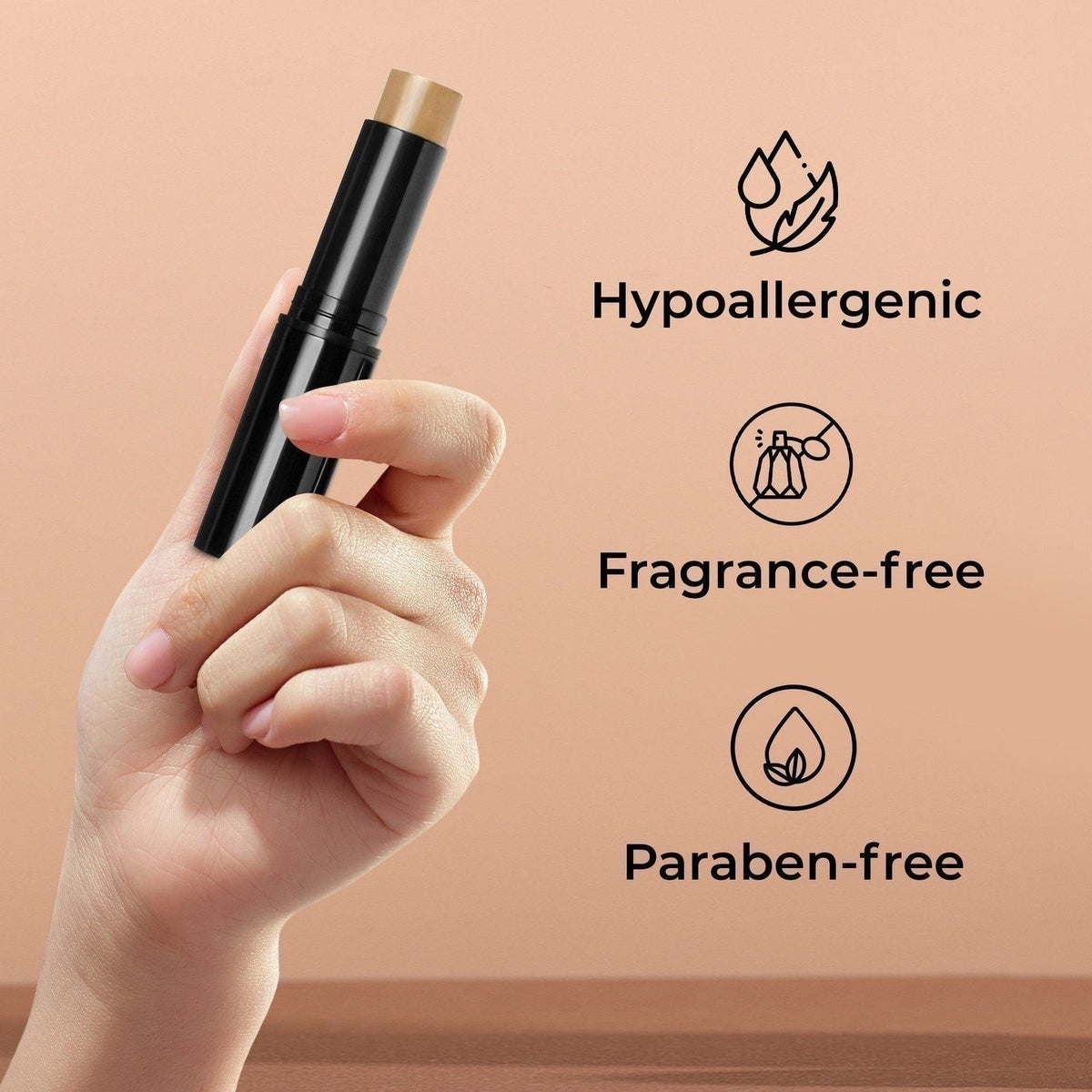 Foundation Stick Concealer - Full Coverage Creamy Finish in Almond