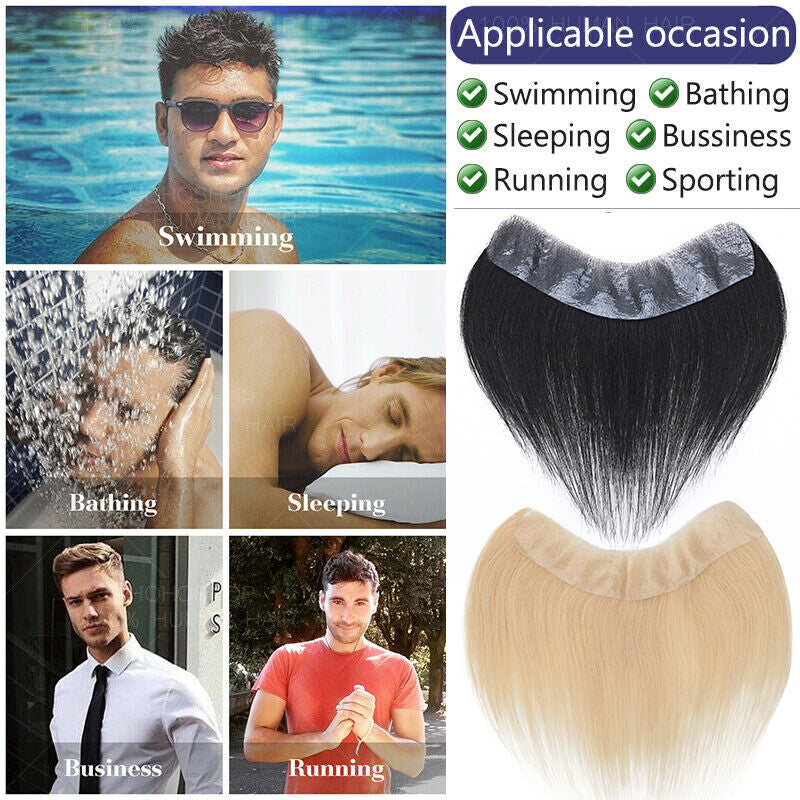 Men's Human Hair Replacement System Toupee with PU Lace Mono Base - Remy Hair Piece