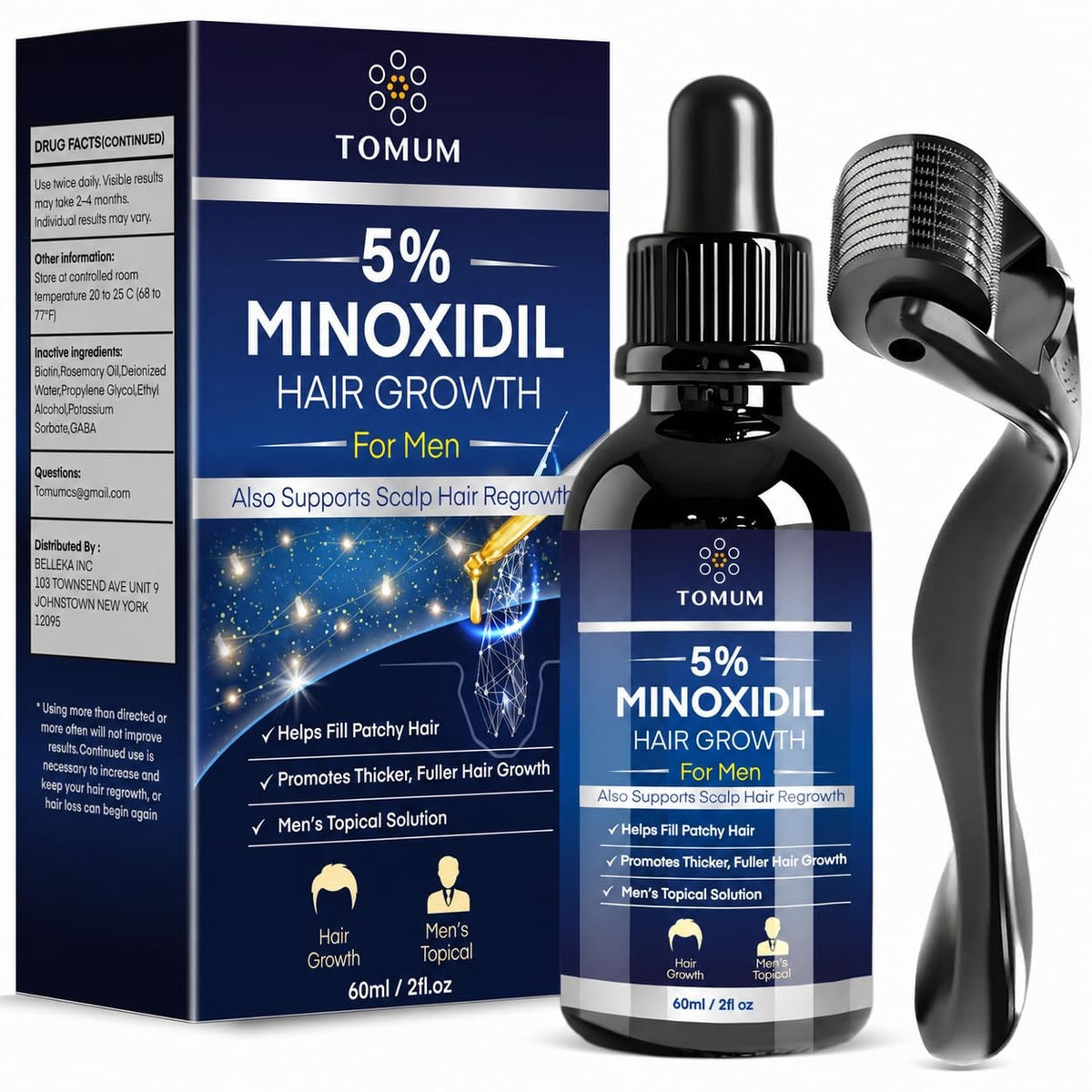 Men's Beard Growth Kit with 5% Minoxidil - Faster Thicker Facial Hair