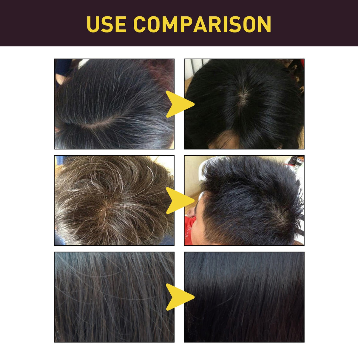 Black Hair Dye Shampoo 3-in-1 Grey Coverage & Hair Care - Luxelamps