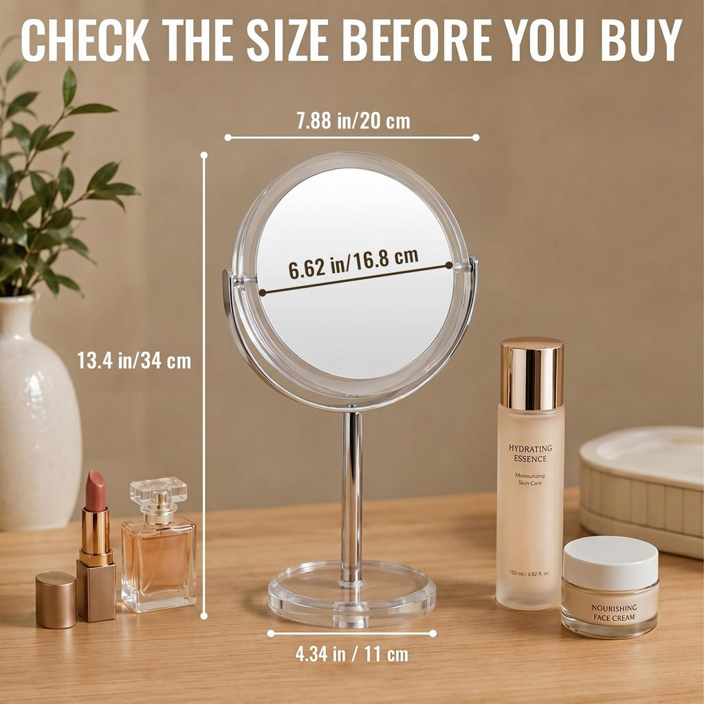 8-Inch Dual-Sided Magnifying Mirror with Stand — 1x / 20x Tabletop Vanity