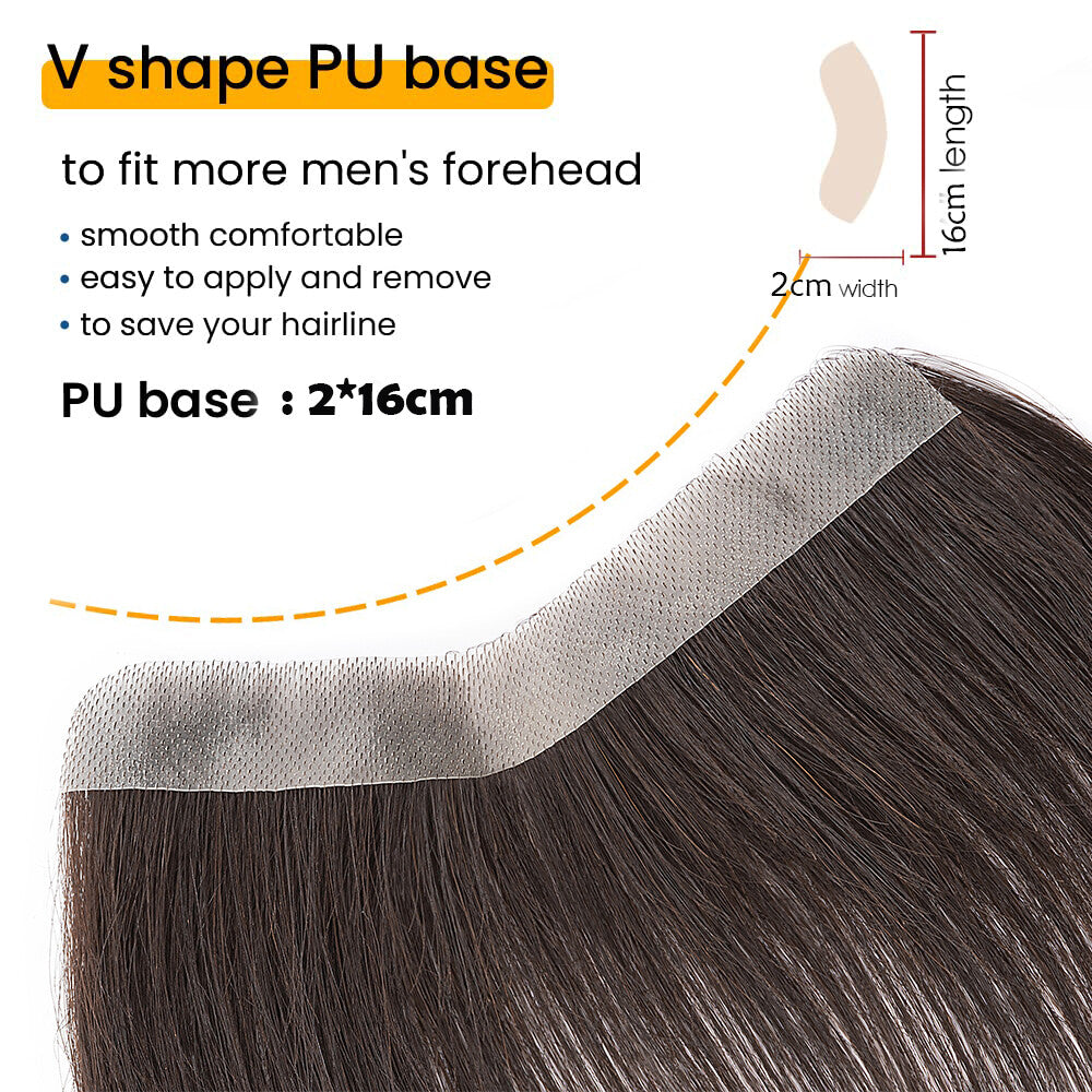 Men's Human Hair Toupee Full Skin Thin Skin PU System - Natural Look & Reusable