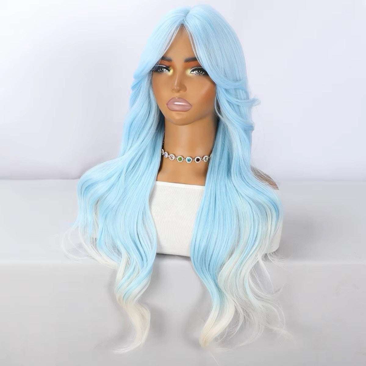 Light Blue White Wig for Halloween Christmas Birthday Costume - Viral Tik Tok Style